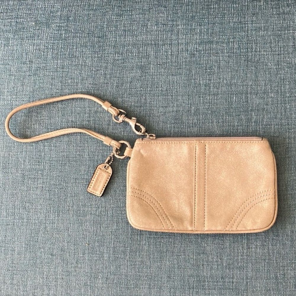 Metallic Coach Wristlet Clutch Purse